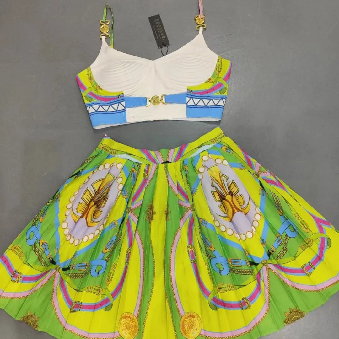 Ladies Fashion Shirt 3D Printing Corset Sexy Suspenders Womens Vest y2k Clothes New Plunge+Bustier 2 Pcs Set 6