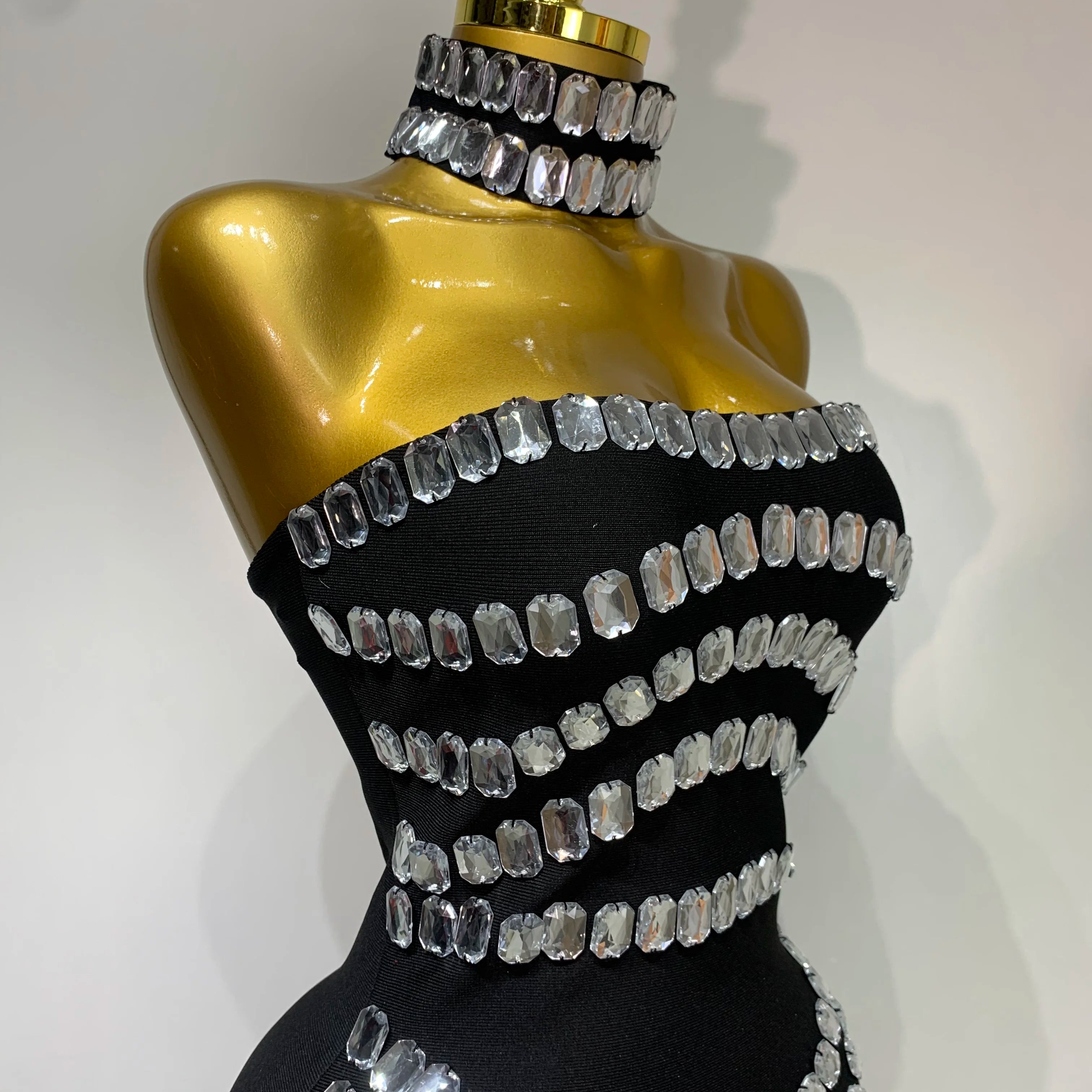 Sparkly Rhinestones Bodycon Strapless Mini Bandage Dress 2025 Women Backless Fashion Evening Party Club Luxury Birthday Dresses