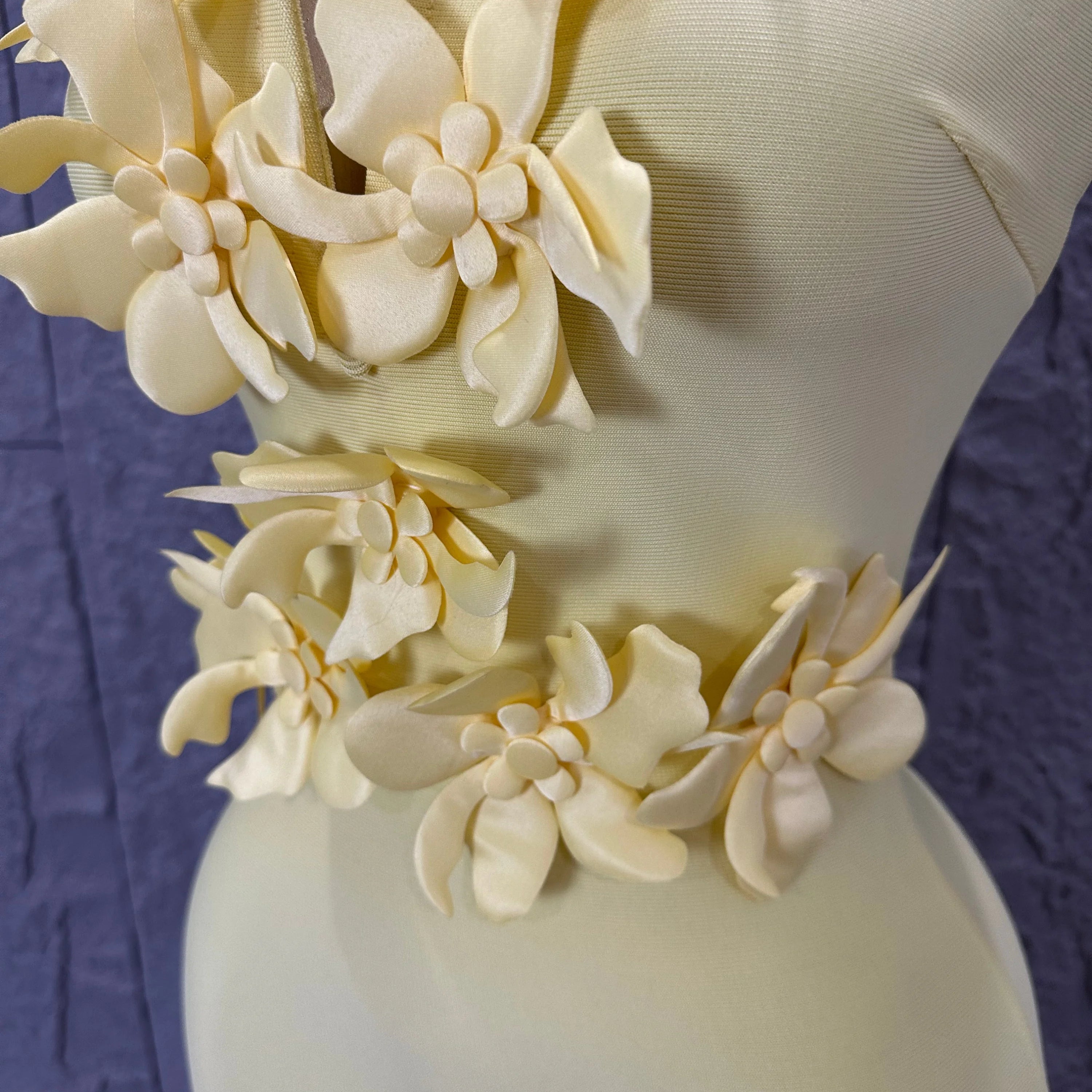 Elegant Yellow Strapless Sweetheart Neck Mermaid Dress 3D Flower Fitted Flare Hem Evening Birthday Gala Banquet Party Outfit