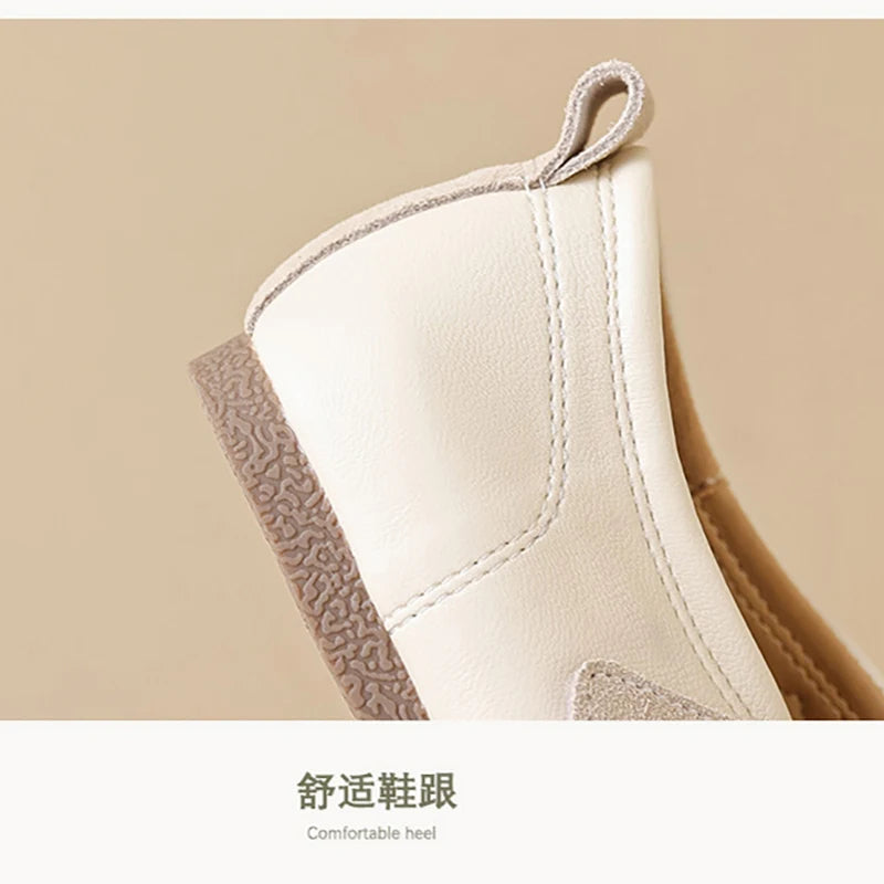 2024 Spring Women's Flat Shoes Korean Style Mary Jane Ladies' Casual Leather Flat Boat Shoes Loafers Work and Party Wear 41-43