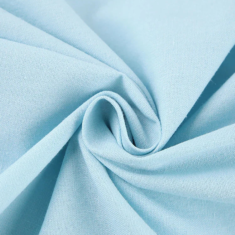 OOTN Sexy High Waist A Line Dresses Spring Elegant Blue Pleated Short Sleeve Dress Women Vintage Cotton Linen Summer Dress 2024