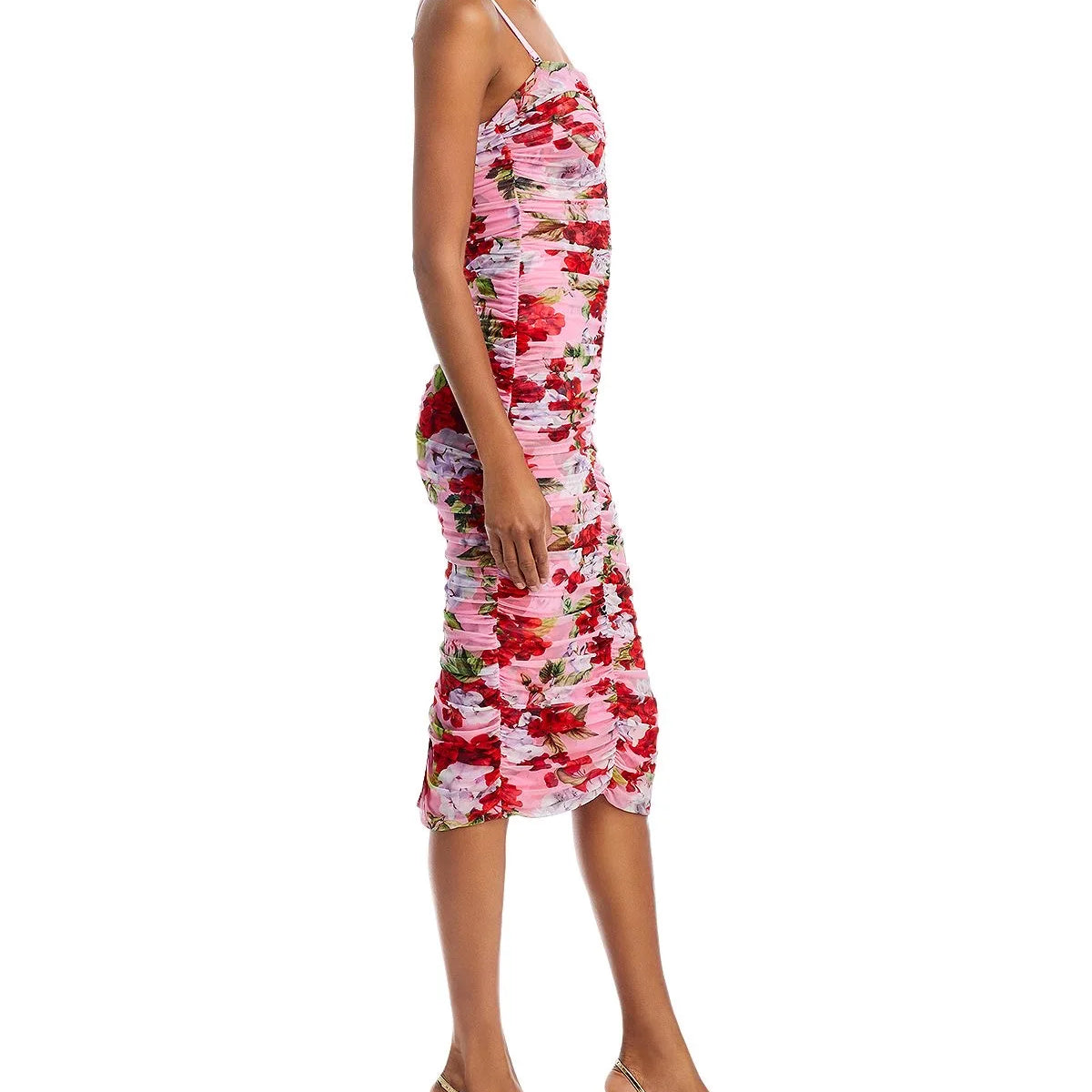 Print Color Women Sleeveless Sexy Strap Bodycon Mid-calf Dress Celebrate Nightclub Party Vacation Birthday Dress Wholesale