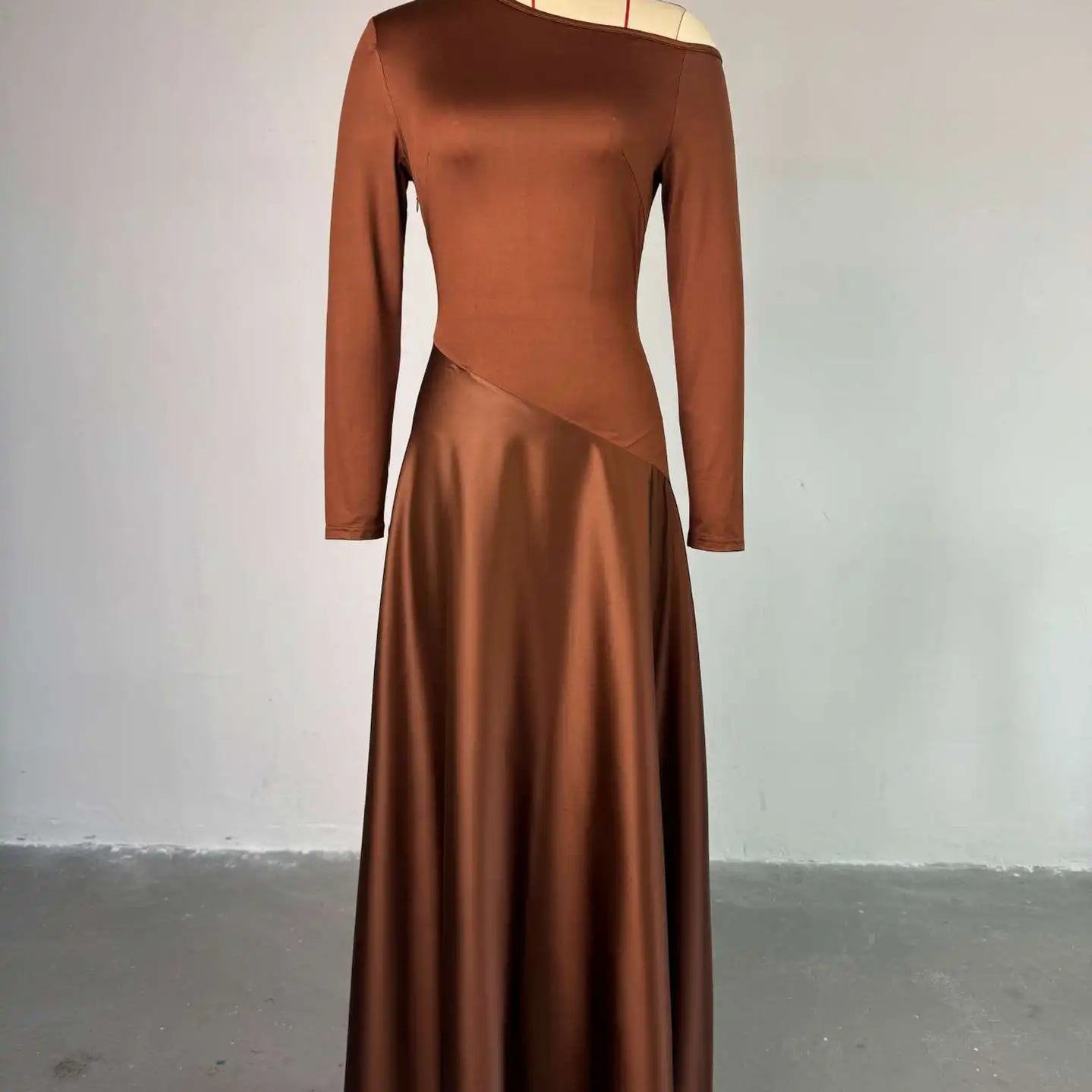 Women One Shoulder Full Sleeve Maxi Long Dress 2025 Summer Patchwork Vintage Birthday Sexy Club Party Evening Dresses