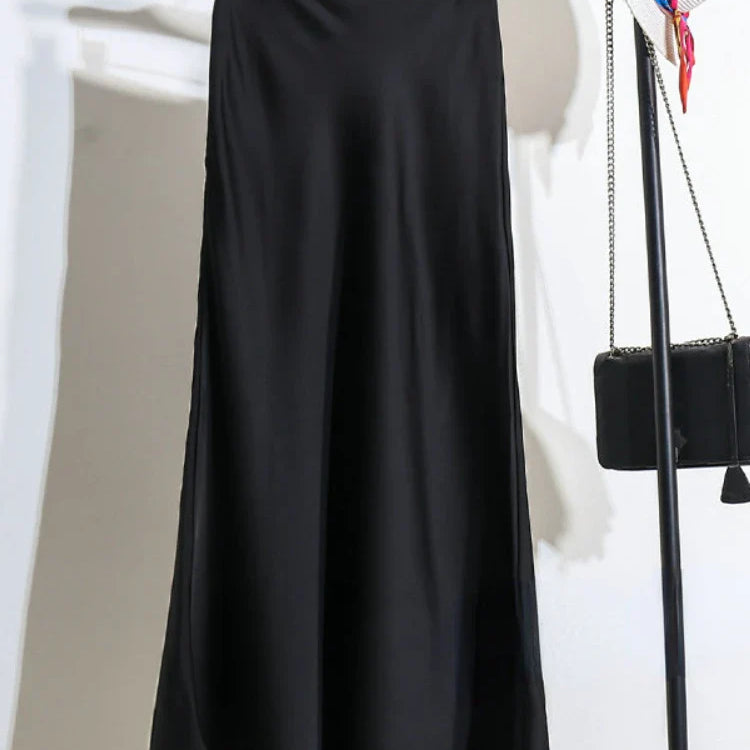 Acetic Satin Fishtail Skirt Woman Korean Fashion Elastic High Waist Skirts for Women Spring/summer New Slim Long Dresses black