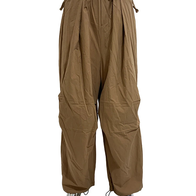 Lautaro Spring Autumn Long Oversized Baggy Wide Leg Pants Men Elastic Waist Drawstring Loose Casual Korean Fashion Clothes 2025 Khaki