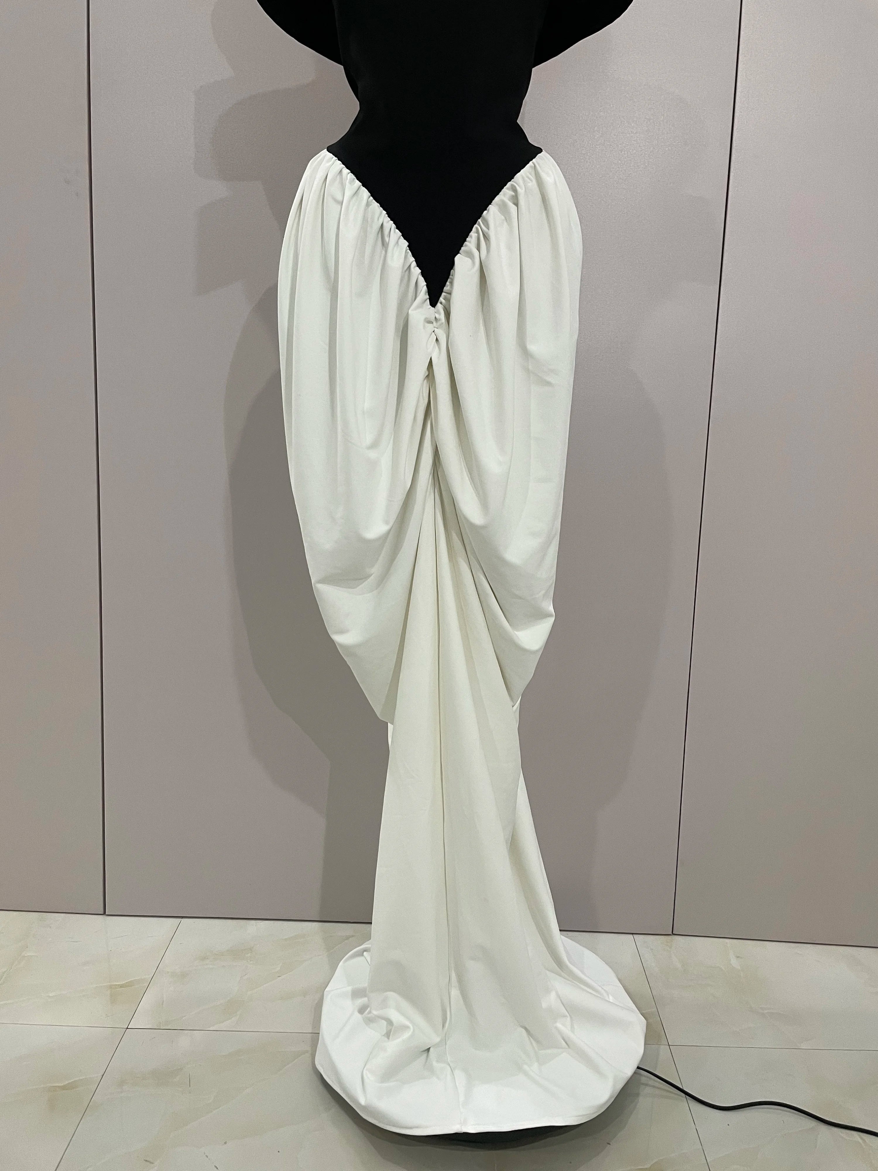 Sexy V Neck off-The-Shoulder Black And White Splicing Mermaid Floor-length dress 2025 Women Formal Evening Birthday Party Dress