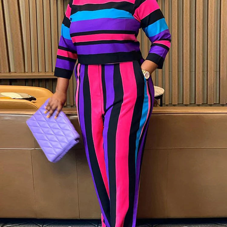 Curvy Woman Clothes Plus Size Autumn 2 Piece Outfit Set Elegant Pants and Blouse Set Ladies Casual Outfits Red