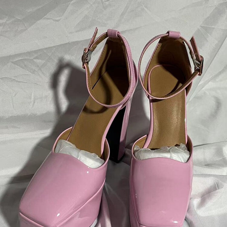 Spring and Summer New Women's High Heels Patent Leather Wedding Shoes Luxury Sexy Paris Fashion Banquet pink