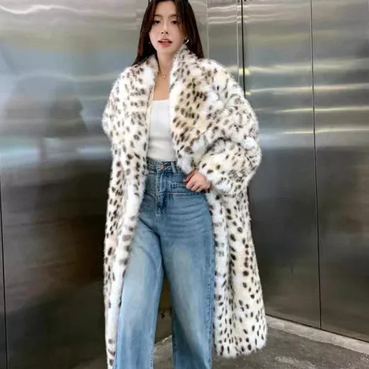 Korean Woven Lapel Ruffled Fur Trench Coat Fox Fur Raccoon Fur Imitation Fur Coat Winter Warm Jacket