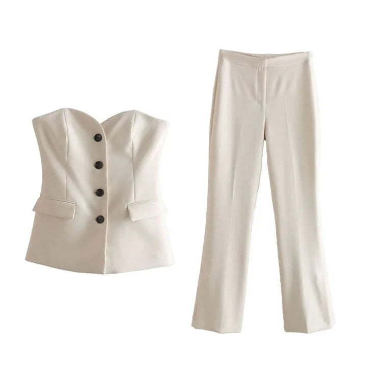 ZATRHMBM 2022 New Fashion Vintage Clothes For Lady Sleeveless Button Underwear Style Vest Patch Pocket White Crop Top Female Photo Color 1