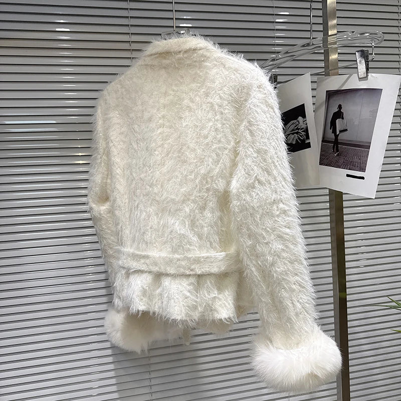 Winter New High-End Fox Fur Cuff Embroidered Collar Woolen Lace-Up Cotton Jacket For Women Elegant Coat 11A07767