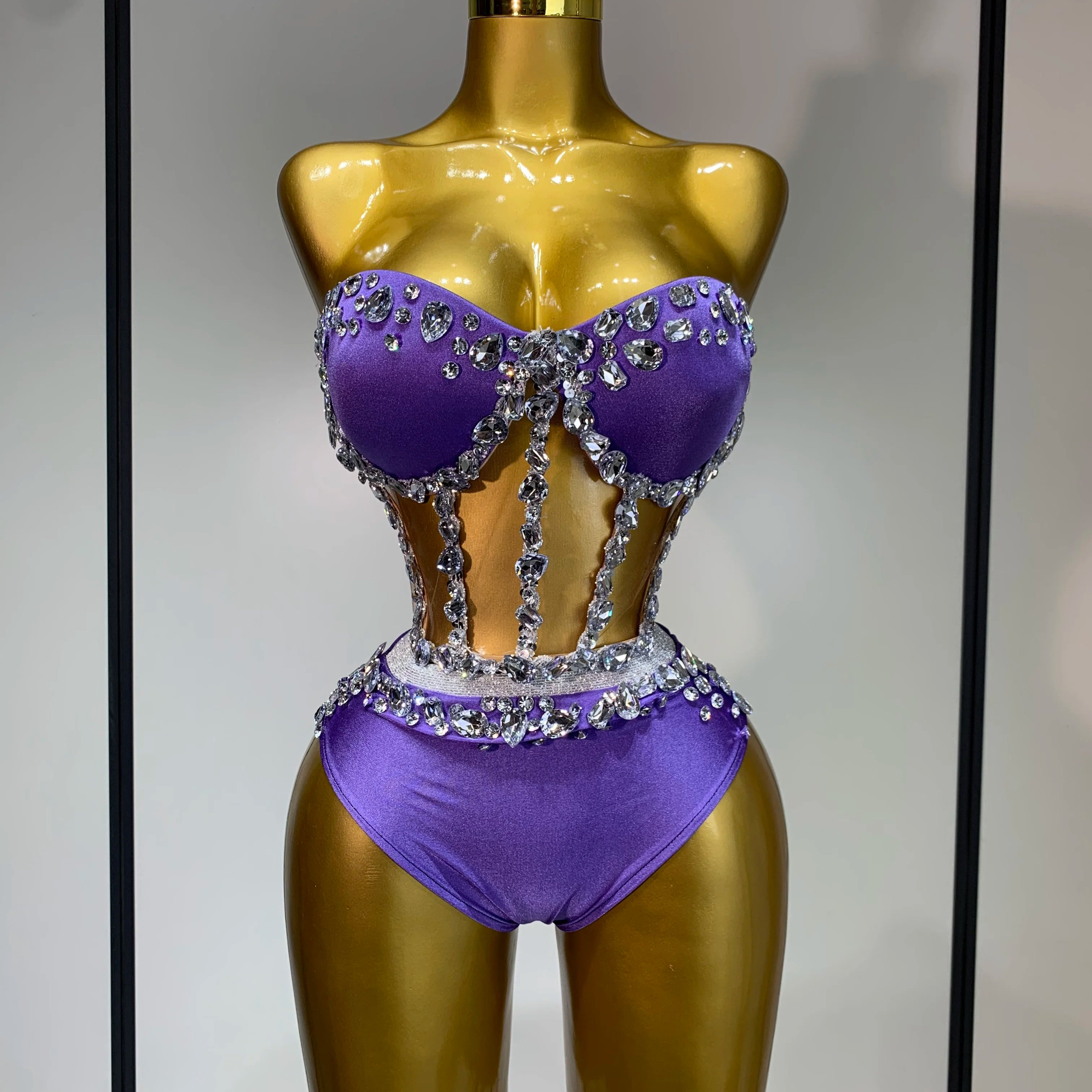 Sparkly Diamonds Three Pieces Set Stage Performance Women Designer Nightclub Birthday Party Singer Stage Activity Outfit