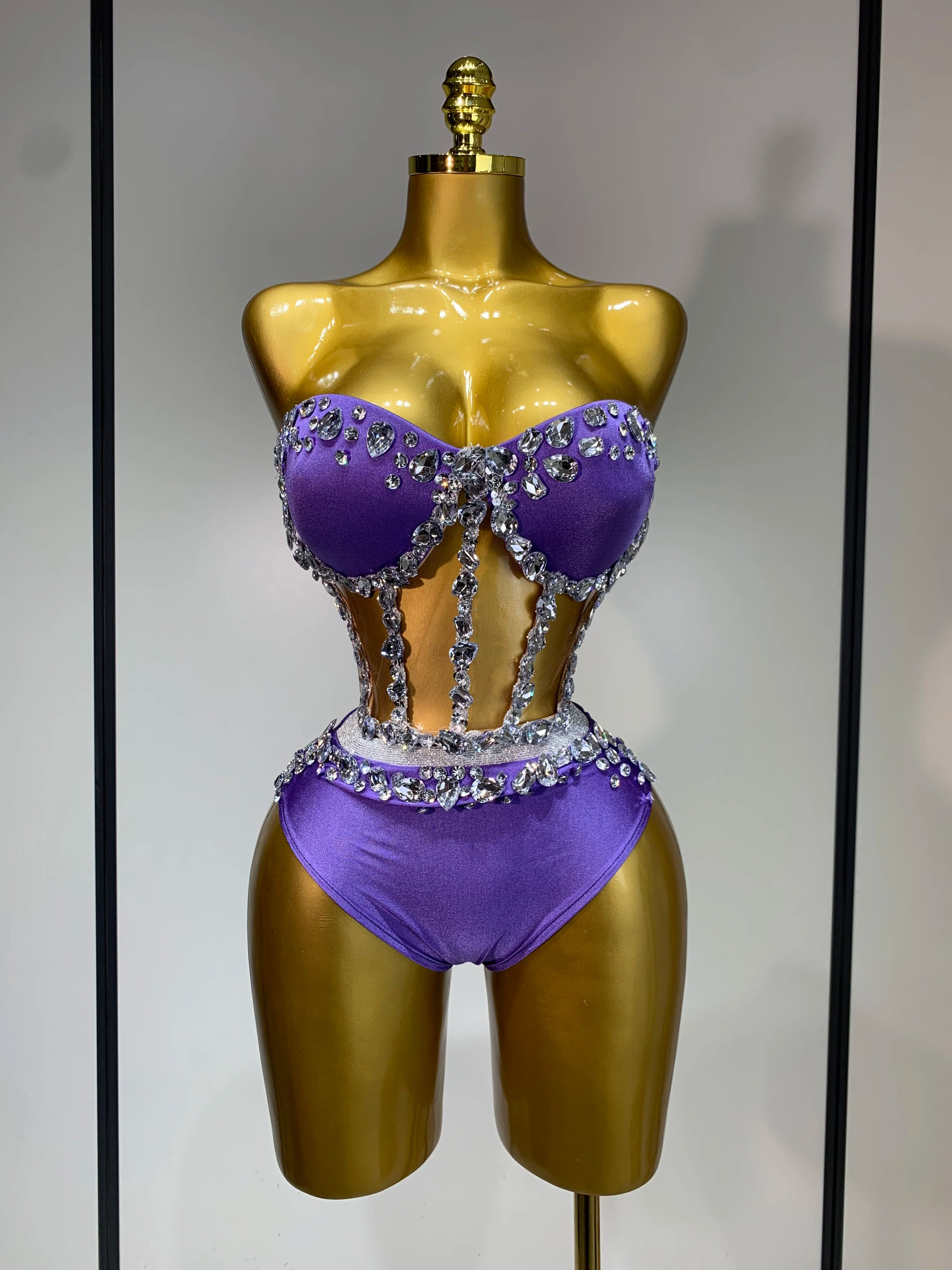 Sparkly Diamonds Three Pieces Set Stage Performance Women Designer Nightclub Birthday Party Singer Stage Activity Outfit