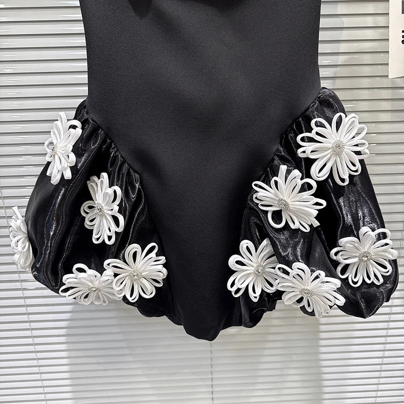 Winter New Sweet Three-Dimensional Flower Back Bandage Dress For Women Evening Party Strapless Dresses Female 11A07461