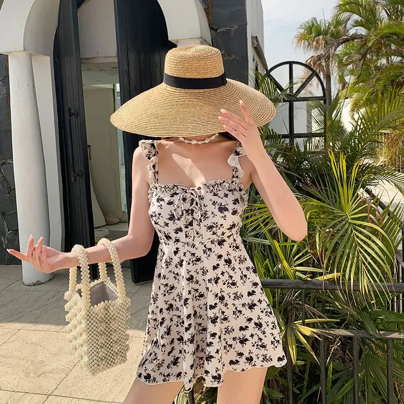 New Fashion Style Sexy Swimsuit One Piece Suit Bathing suit Monokini Swimwear Women's Swimwear Swimming Swimskirt Beige