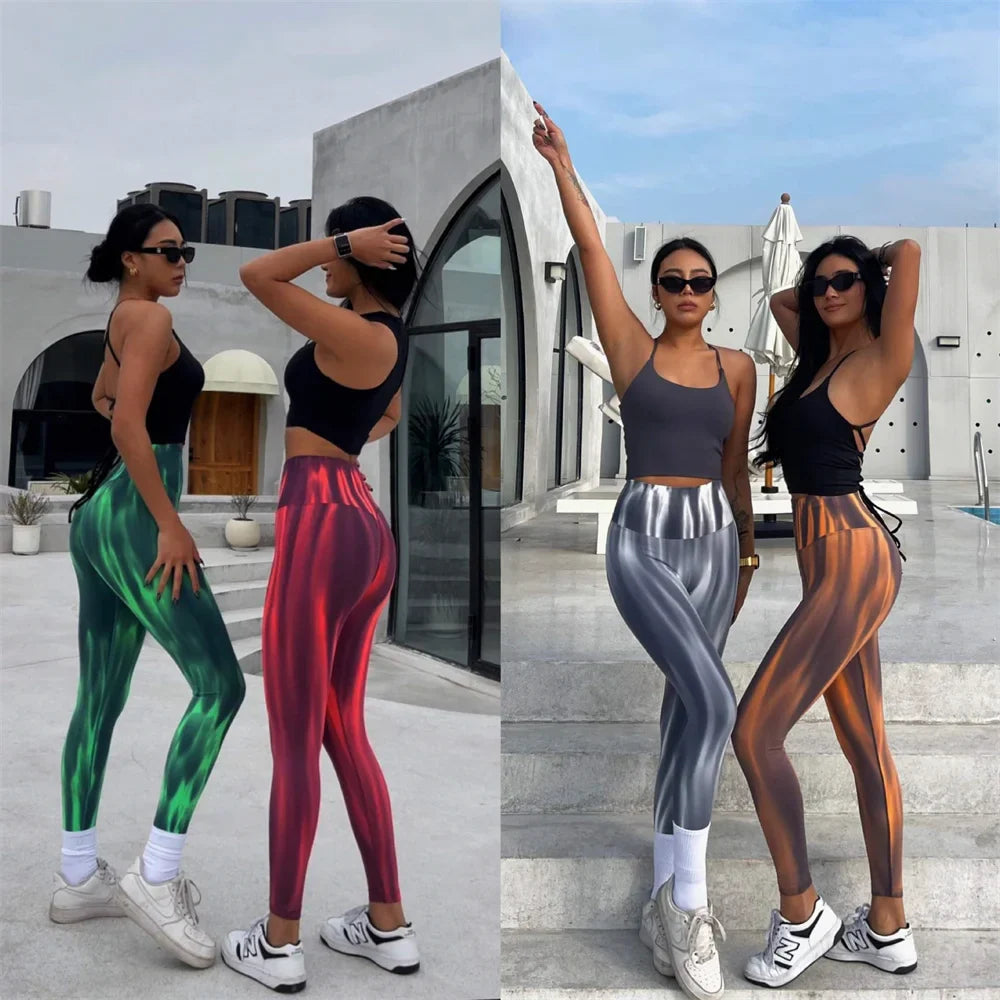 Fashion Aurora Print Seamless Gym Scrunch Shorts Set Push Up Women Sportswear Yoga Wear Training Suit for Fitness Sport Outfit