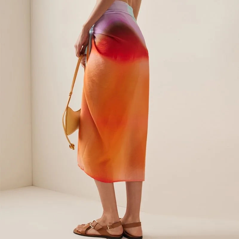 New One Shoulder Floral Ruffled Bikini Set Women 3D Flower High Waist Two Piece Swimsuit Beach Skirt Bathing Suit Swimwear