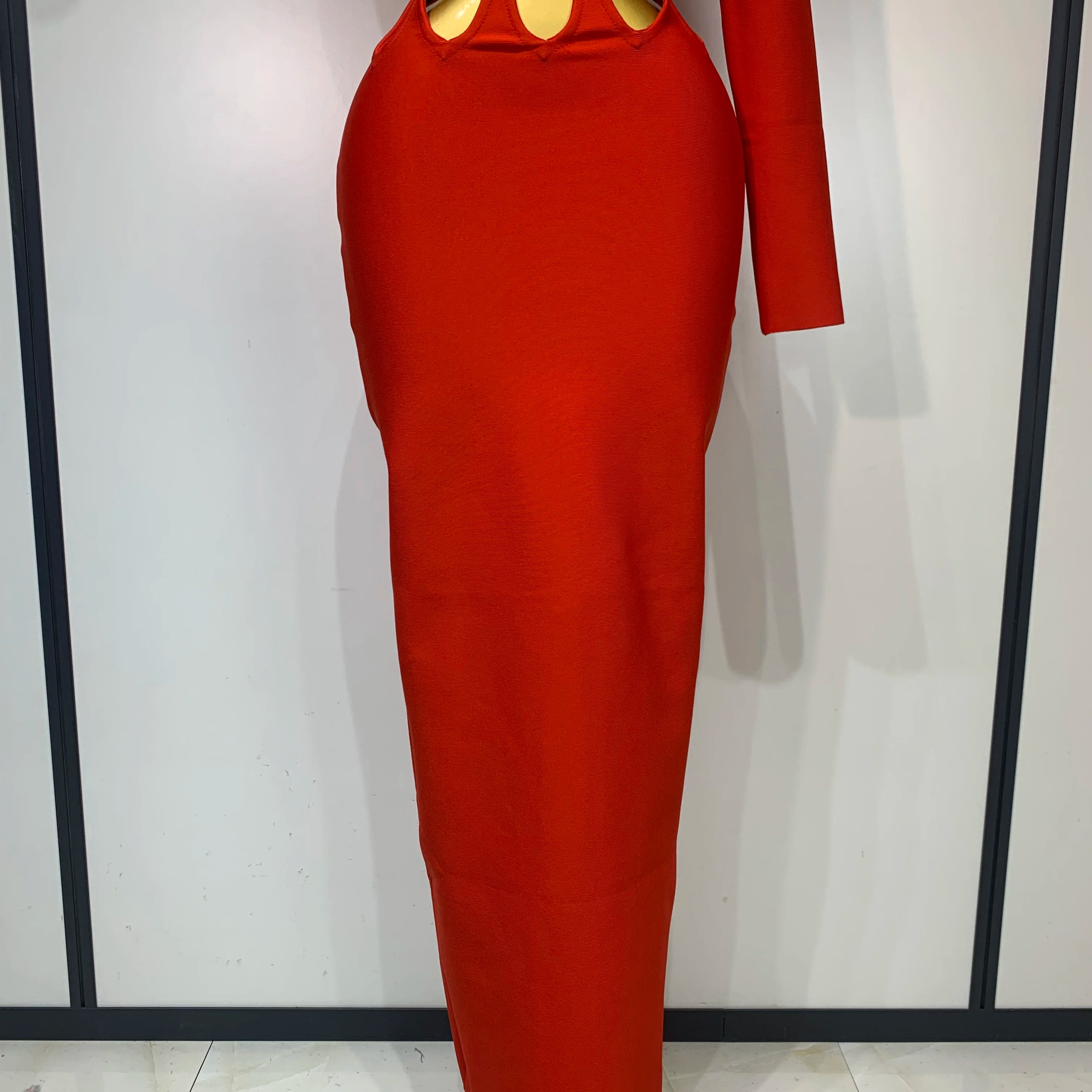 Women Sexy One Shoulder Cut Out Red Bodycon Bandage Dresses Elegant Luxury Birthday Nightclub Celebrity Evening Party Gowns