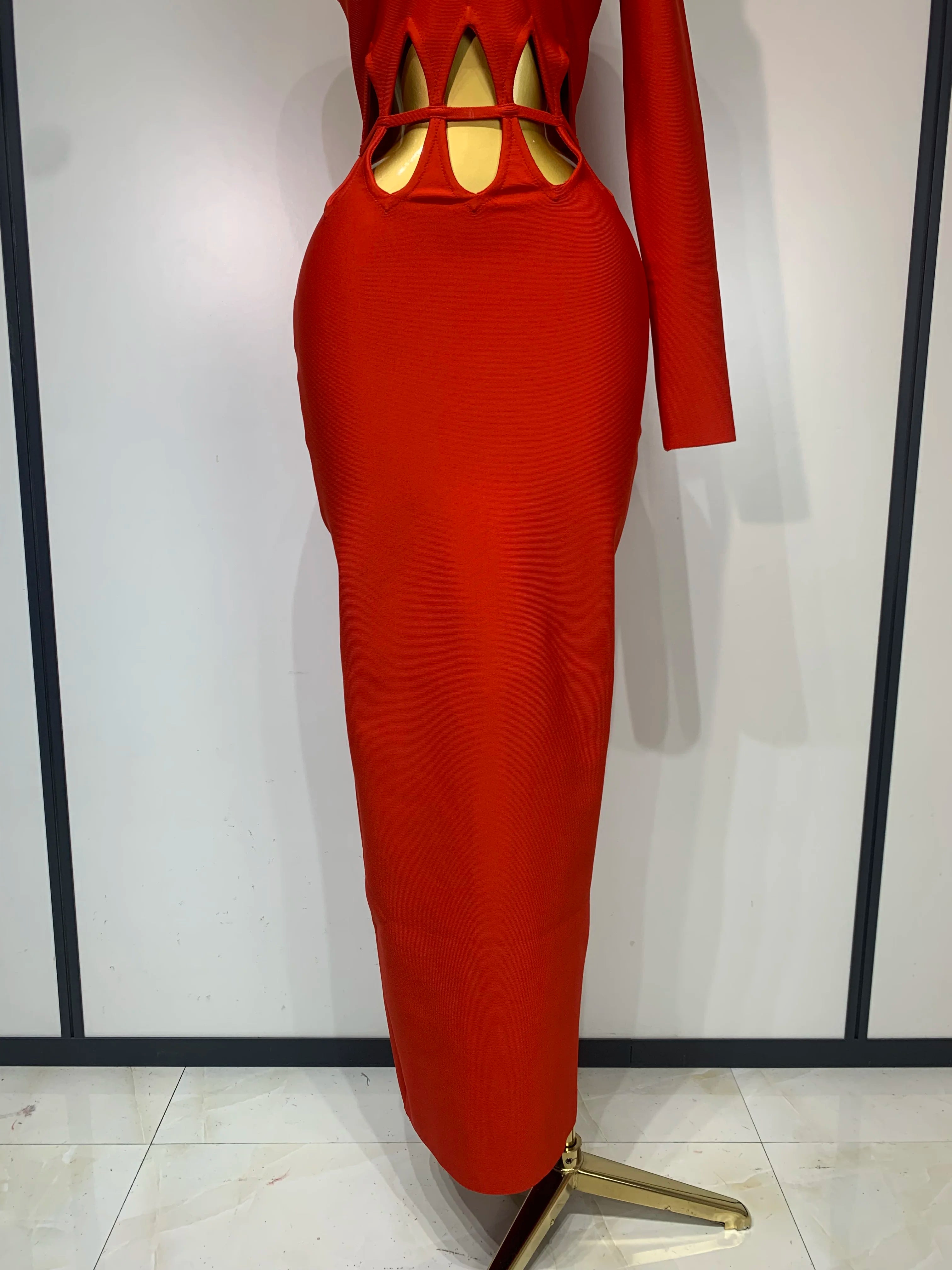 Women Sexy One Shoulder Cut Out Red Bodycon Bandage Dresses Elegant Luxury Birthday Nightclub Celebrity Evening Party Gowns