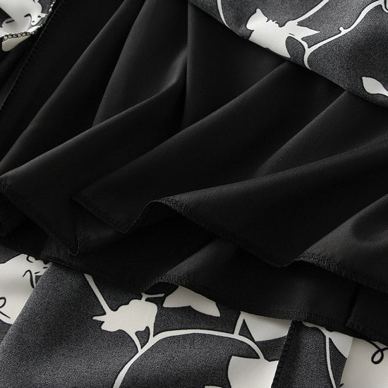 Willow Flower Chiffon Floral A- line Skirt Women's Spring Summer 2024 New High Waist Printed Long Skirt Female