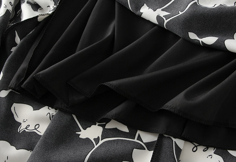 Willow Flower Chiffon Floral A- line Skirt Women's Spring Summer 2024 New High Waist Printed Long Skirt Female