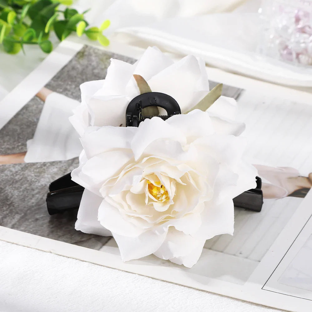 Haimeikang Large Size Flower Hair Clip Claws Hair Crab For Thick Hair Barrettes Hairpins Women Summer Fashion Hair Accessories 2612f-11CM