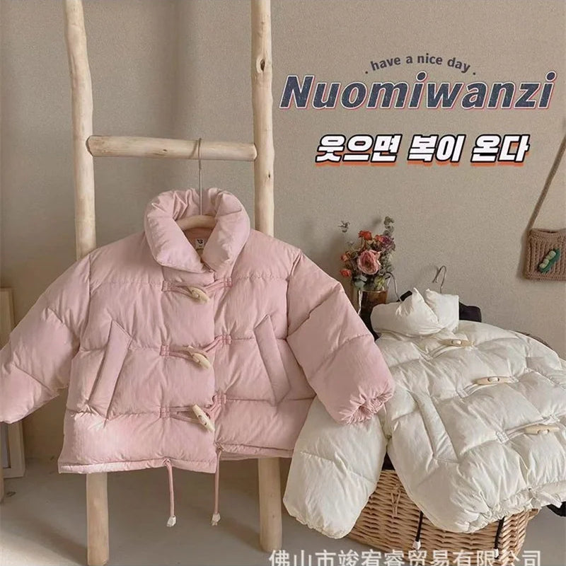 Winter Warm Down Jacket Kids Cotton Clothes Girls Thick Outerwear Children's Coat Fashion Cropped Jacket 2-10 Years