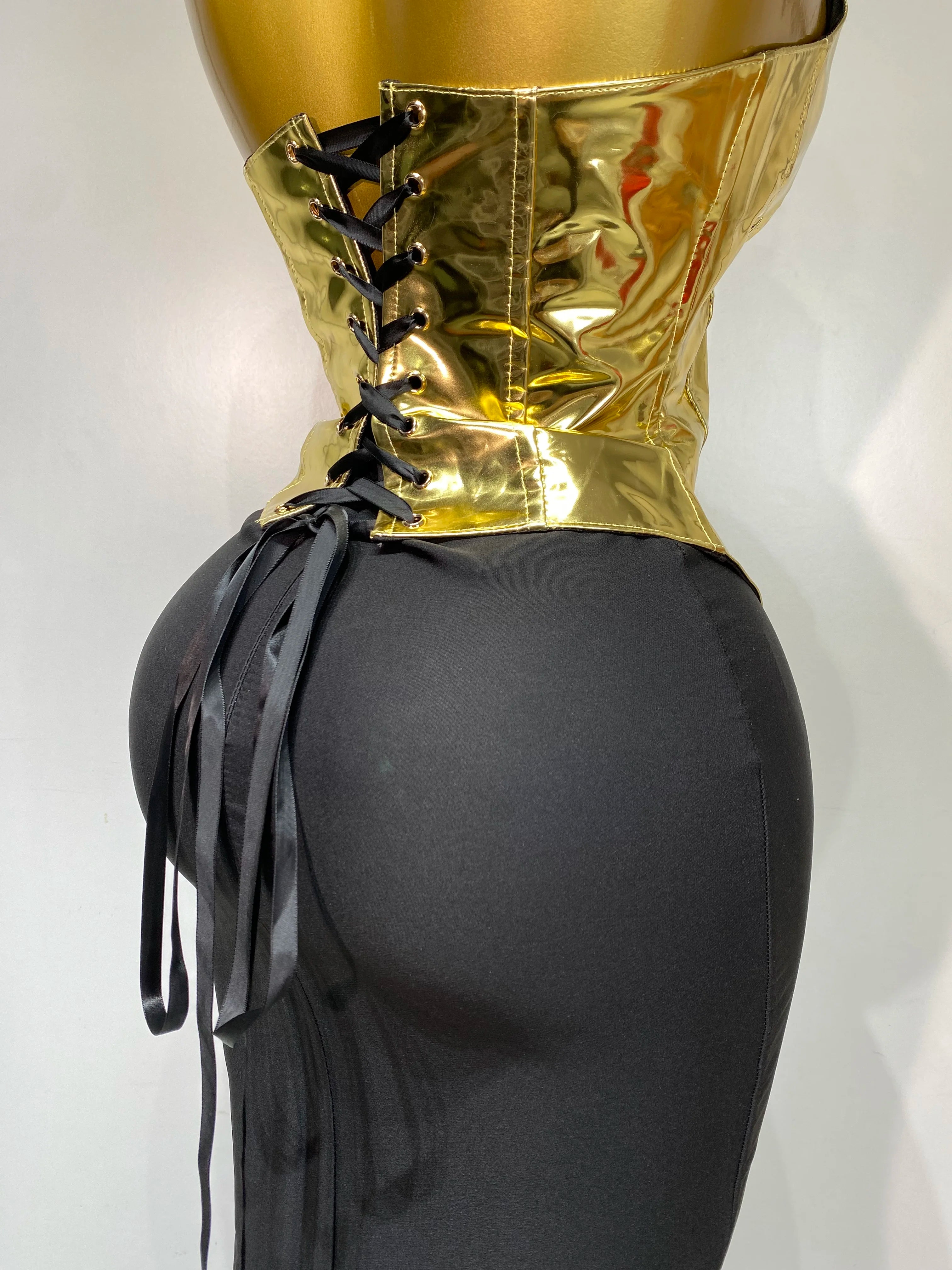 Women Sexy Strapless Gold Two Piece Set Celebrity Elegant Evening Party Maxi Skirt Suit Luxury Birthday Club Gown