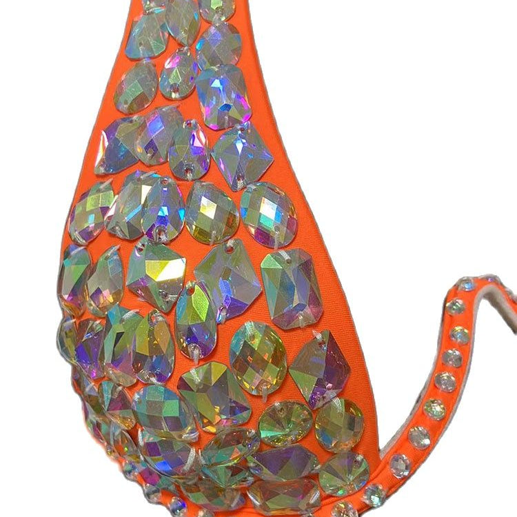 Swimwear Bikini Sets Swimsuit 2024 Summer Beach Shiny Crystal Rhinestone Padded Push Up Bikinis Set Outfits For Women