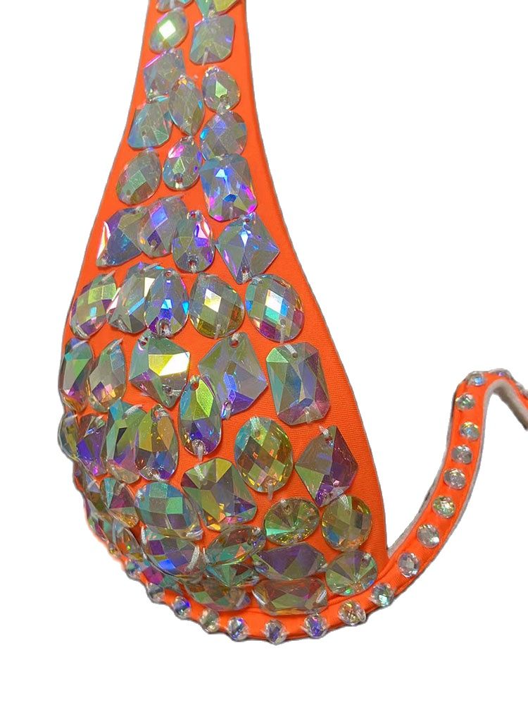 Swimwear Bikini Sets Swimsuit 2024 Summer Beach Shiny Crystal Rhinestone Padded Push Up Bikinis Set Outfits For Women