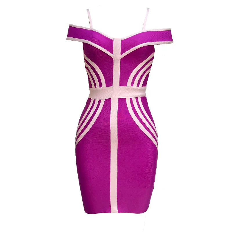 Wholesale Women's Rose Red Spaghetti Strap One Shoulder Mini Sexy Boutique Celebrity Cocktail Party Bandage Dress