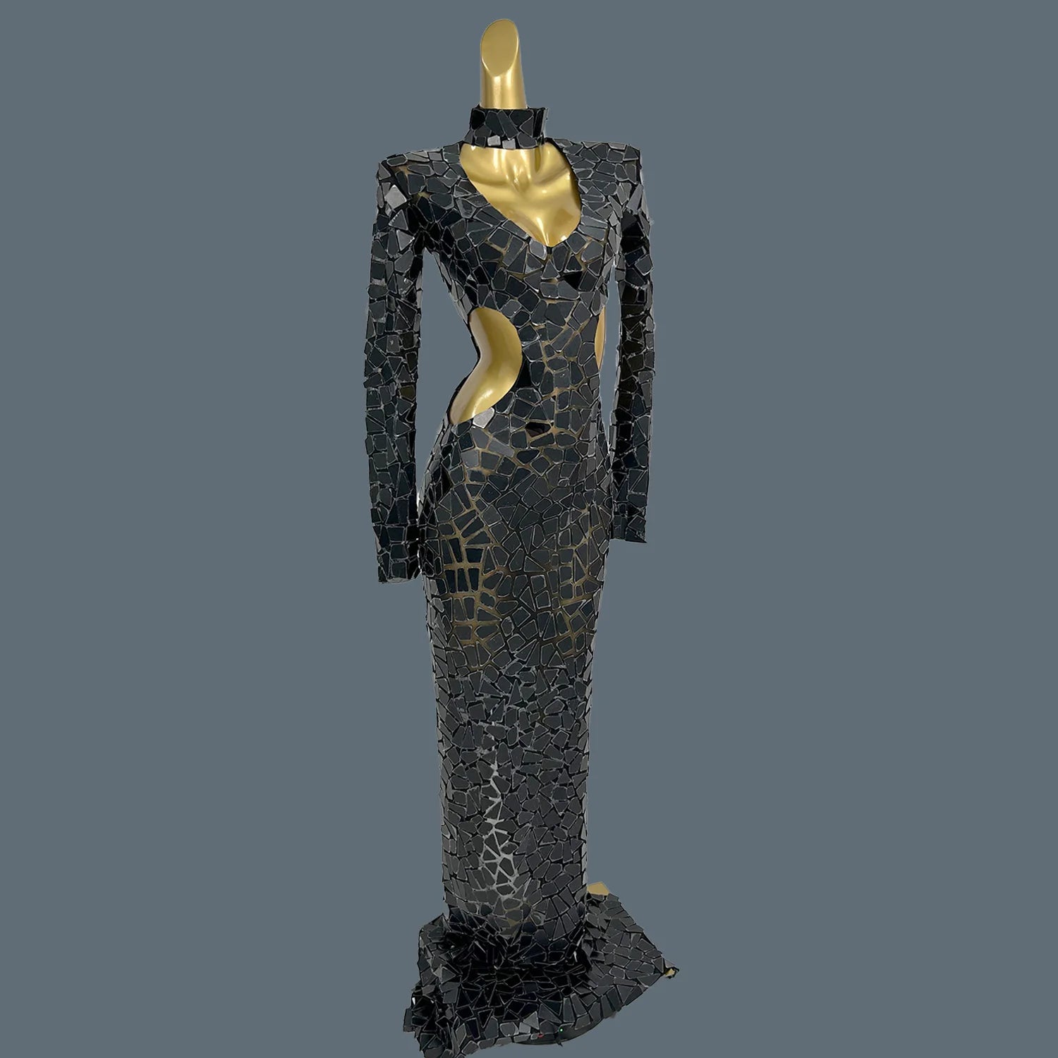 Black Sequins Elegant Long Dress Mesh Dress Cocktail Birthday Queen Maxi Dress Party Photograph Wear Sexy Evening Gown Heifuren