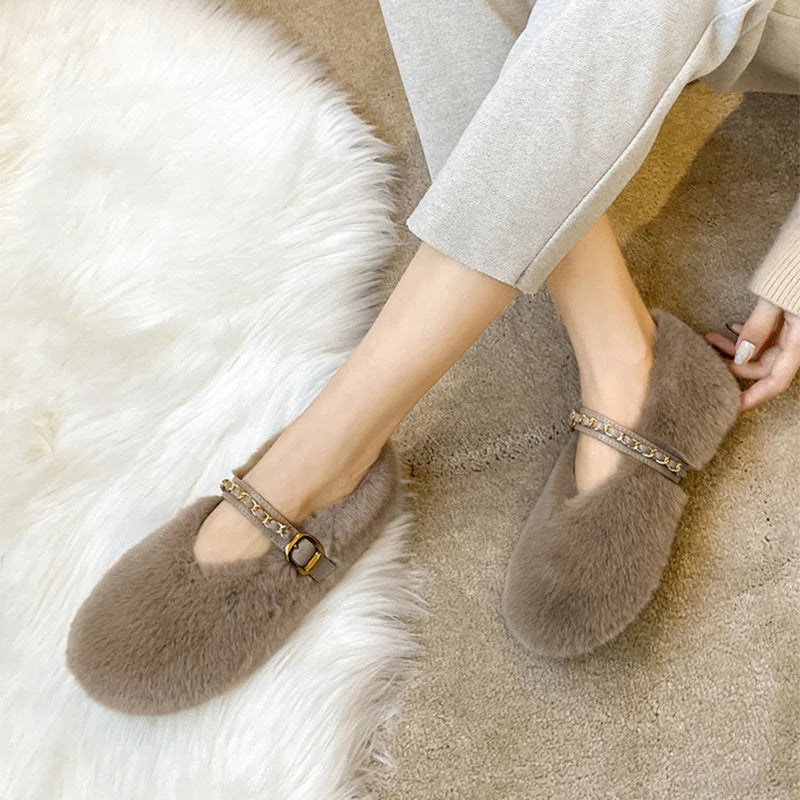 2023 winter women's outerwear shoes Plush warm anti-ski boots Ladies' casual flats fashion design party and work wear 41-43 Khaki