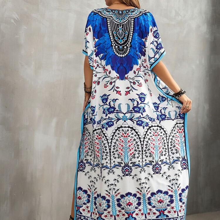 Plus Size Beach Cover Up Robe Plage Pareo Long Dress Summer Beachwear Swimsuit Cover Up Tunic For Beach Kaftan Dress