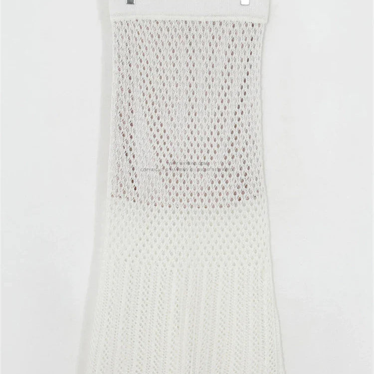 Tossy Summer Hollow Out Knit Long Skirt Casual Wrap Ladies Pencil See Through Midi Skirts 2022 Bodycon Korean Streetwear