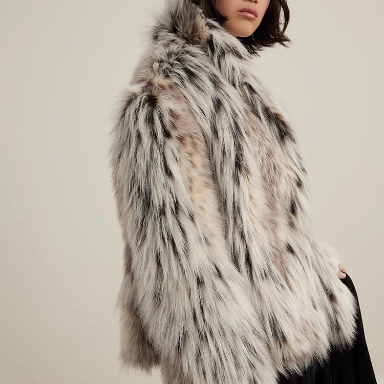 Lautaro Spring Autumn Winter Colorful Thickened Warm Hairy Shaggy Faux Fox Fur Coat Women Short Loose Luxury Fluffy Jacket 2025