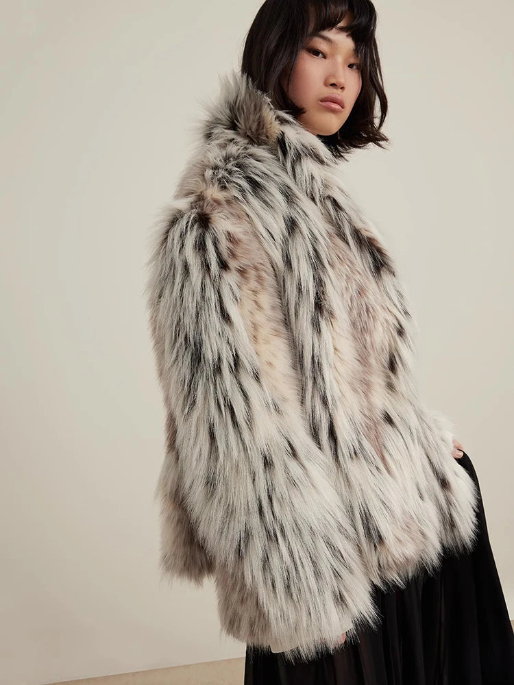 Lautaro Spring Autumn Winter Colorful Thickened Warm Hairy Shaggy Faux Fox Fur Coat Women Short Loose Luxury Fluffy Jacket 2025