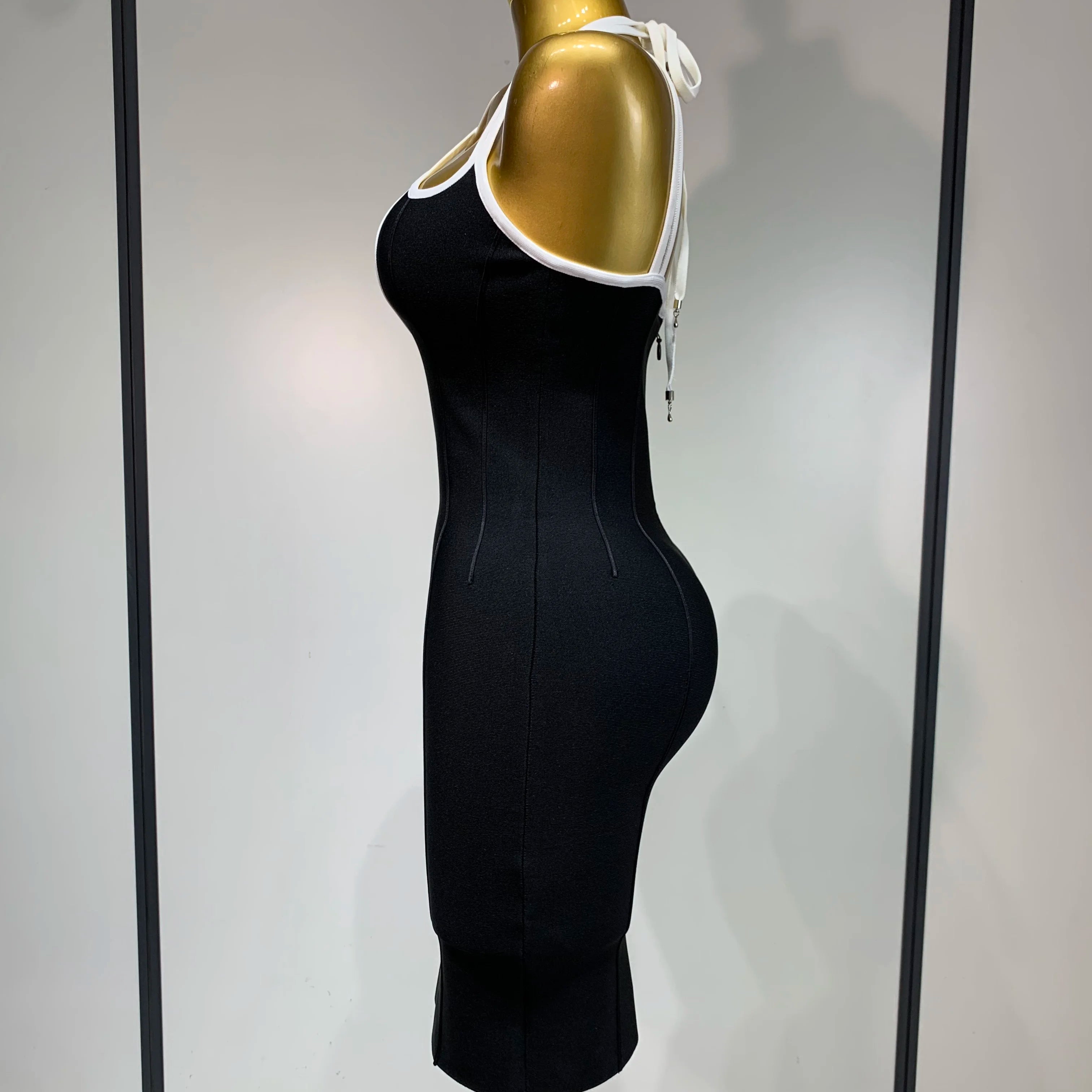 Women Elegant Fashion Dress Halter Neck Bodycon Bandage Dress Celebrity Evening Party Club Gown Sexy Backless Birthday Dress