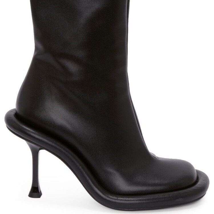 Spring and Autumn Women's New Slender High Heel Denim Short Boots Round Head Side Zipper Fashion Brand Women's Boots 296 Black