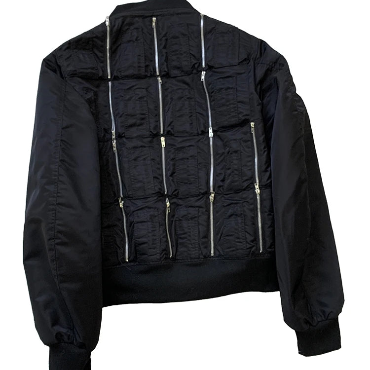 Lautaro Autumn Winter Black Short Warm Bomber Jacket Men with Back Many Zippers Luxury Designer Heavy Industry Emo Clothes 2025