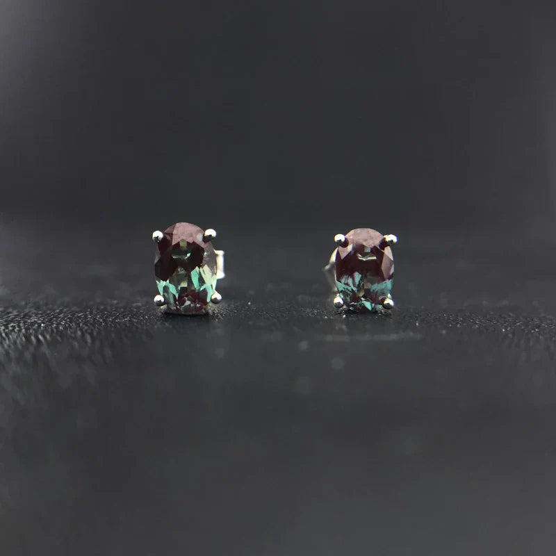 CSJ Elegate Lab Grown Alexandrite Earrings Sterling 925 Silver Created Gemstone for Women Birthday Christmas Black Friday Gift