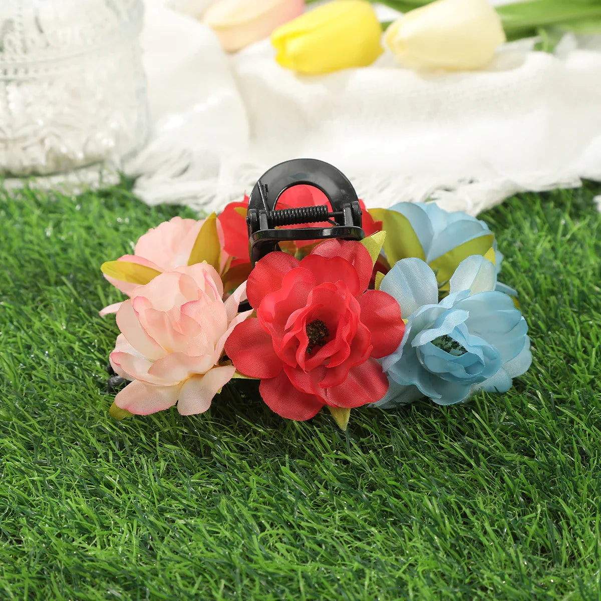 Haimeikang Large Size Flower Hair Clip Claws Hair Crab For Thick Hair Barrettes Hairpins Women Summer Fashion Hair Accessories CB5315D13CM