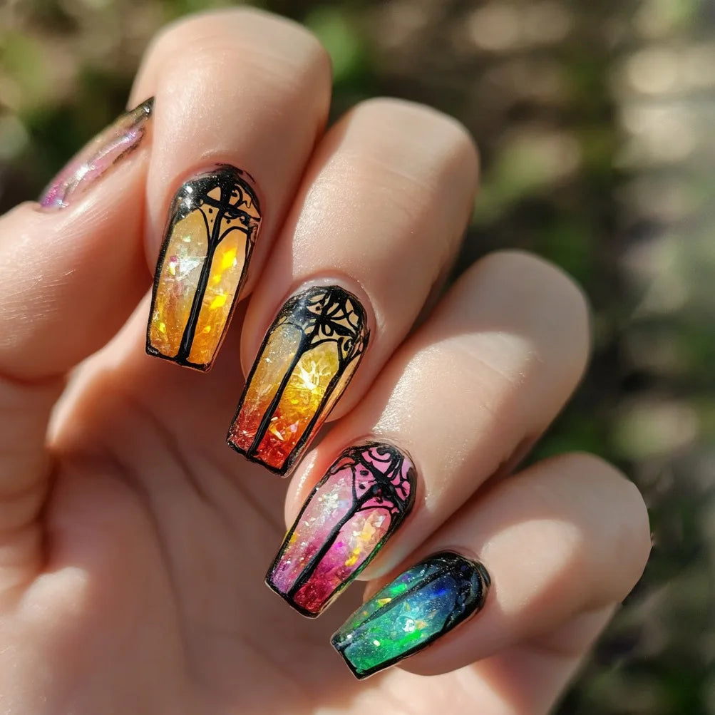 24pcs/set short Medium Long fake nails for women almond square ballet tips cute animals starry eyes Y2K press on false nails 1871