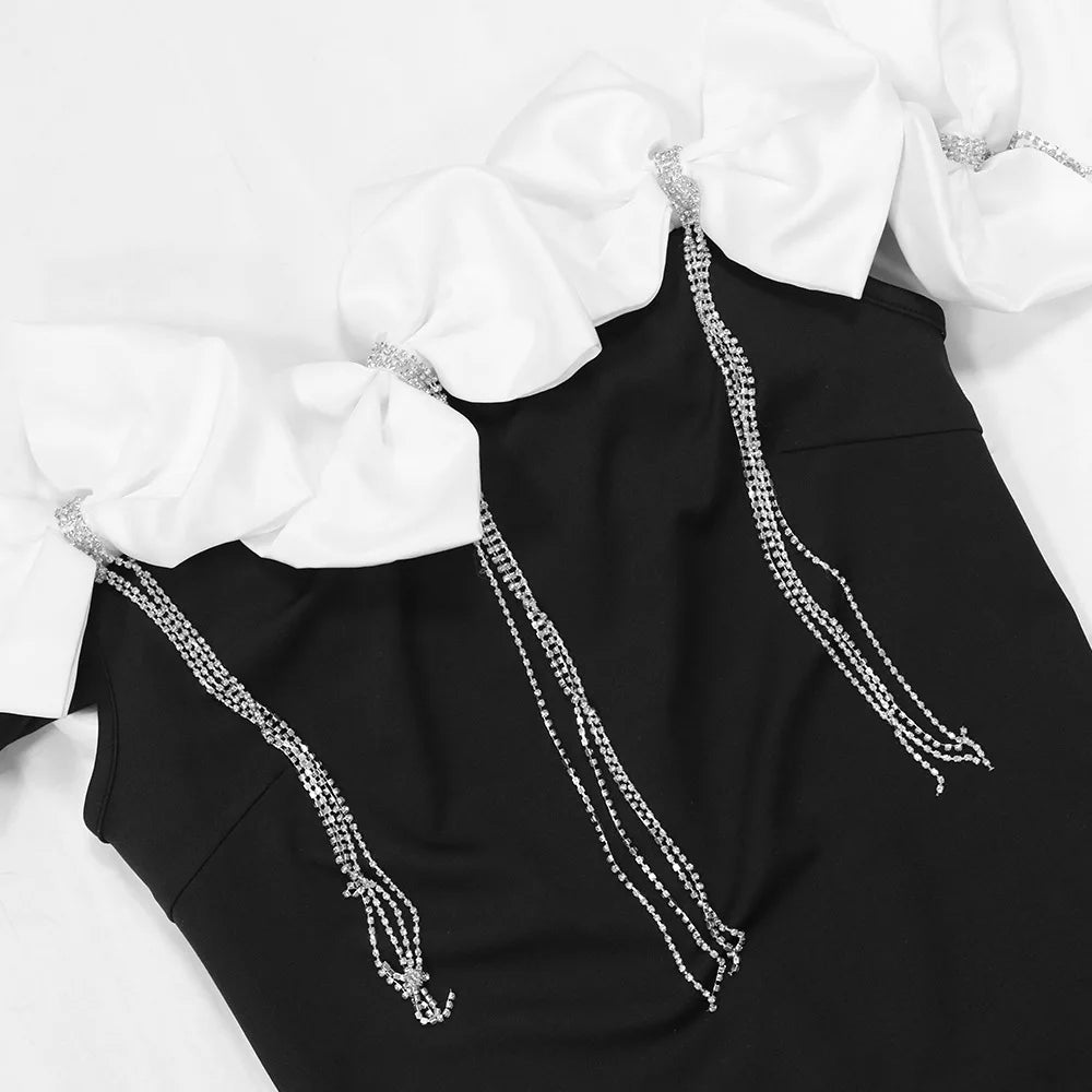 Women Bow Tassel Slash Neck Maxi Dress 2024 Fall Winter Sexy Birthday Evening Prom Party Street Long Dresses Vestidos