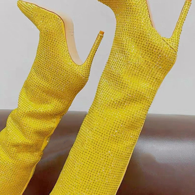 Women's New European and American Fashion Show Starry Sky High-heeled Rhinestone Pointed Nightclub Four Seasons Boots