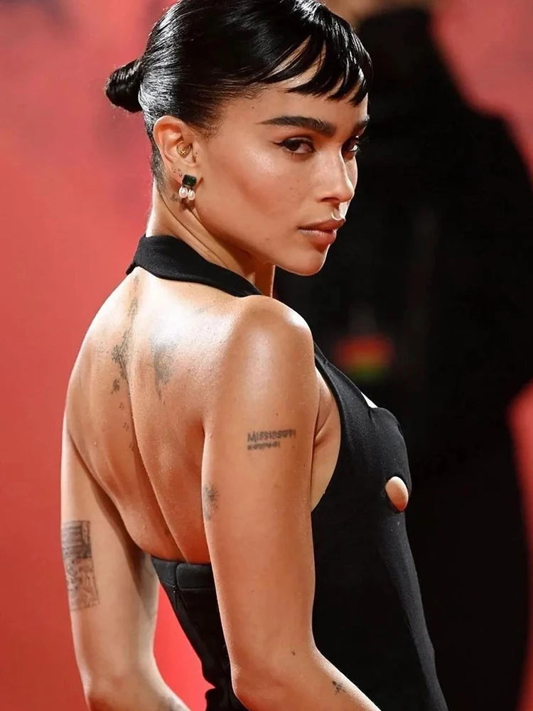 Black Halter Elegant Dress For Women 2022 New Summer Evening Party Celebrity Bodycon Long Dress Vestido