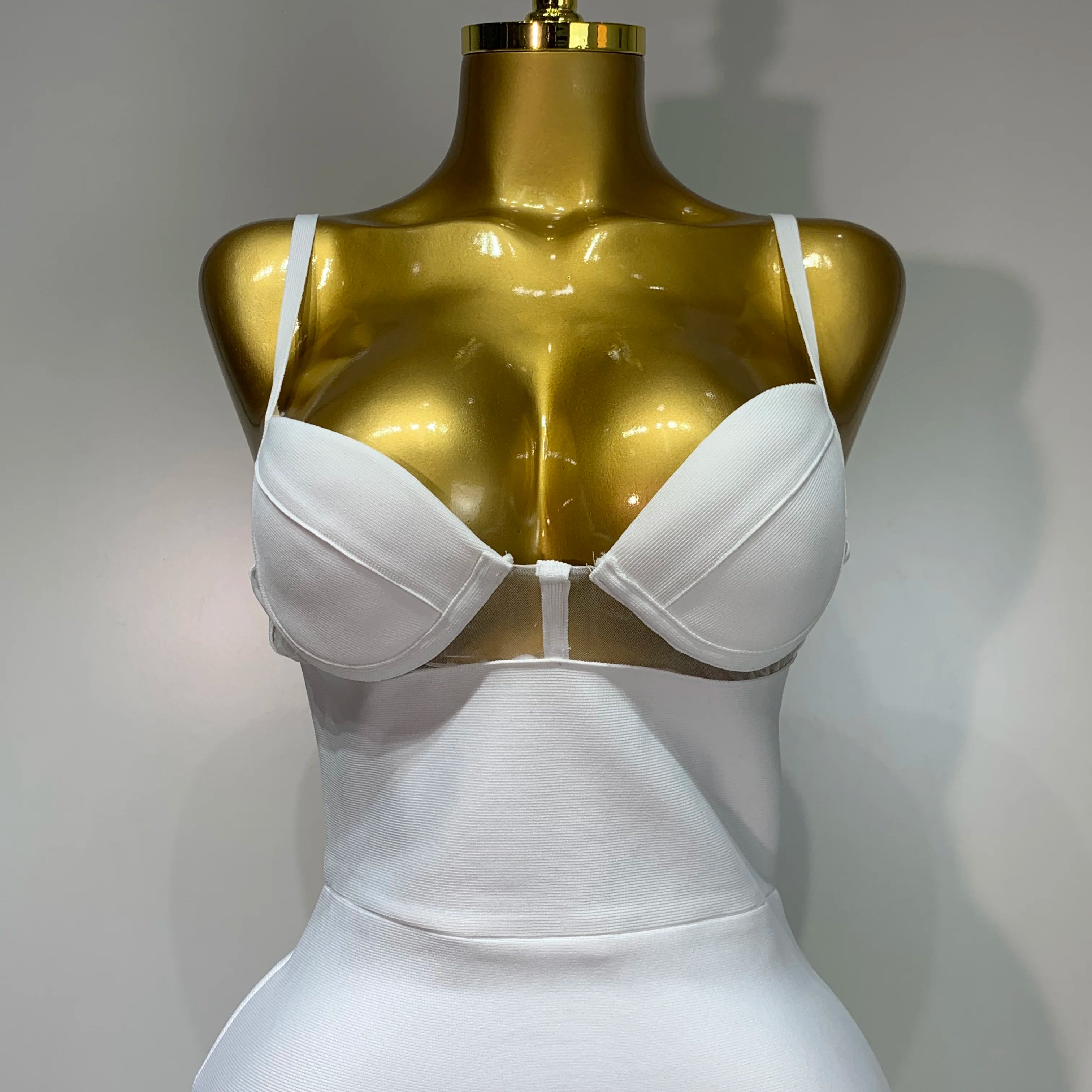 Fashion Sexy V Neck Backless Diamonds Split Women Bodycon Bandage Dress 2025 White Elegant Evening Club Party Birthday Dresses