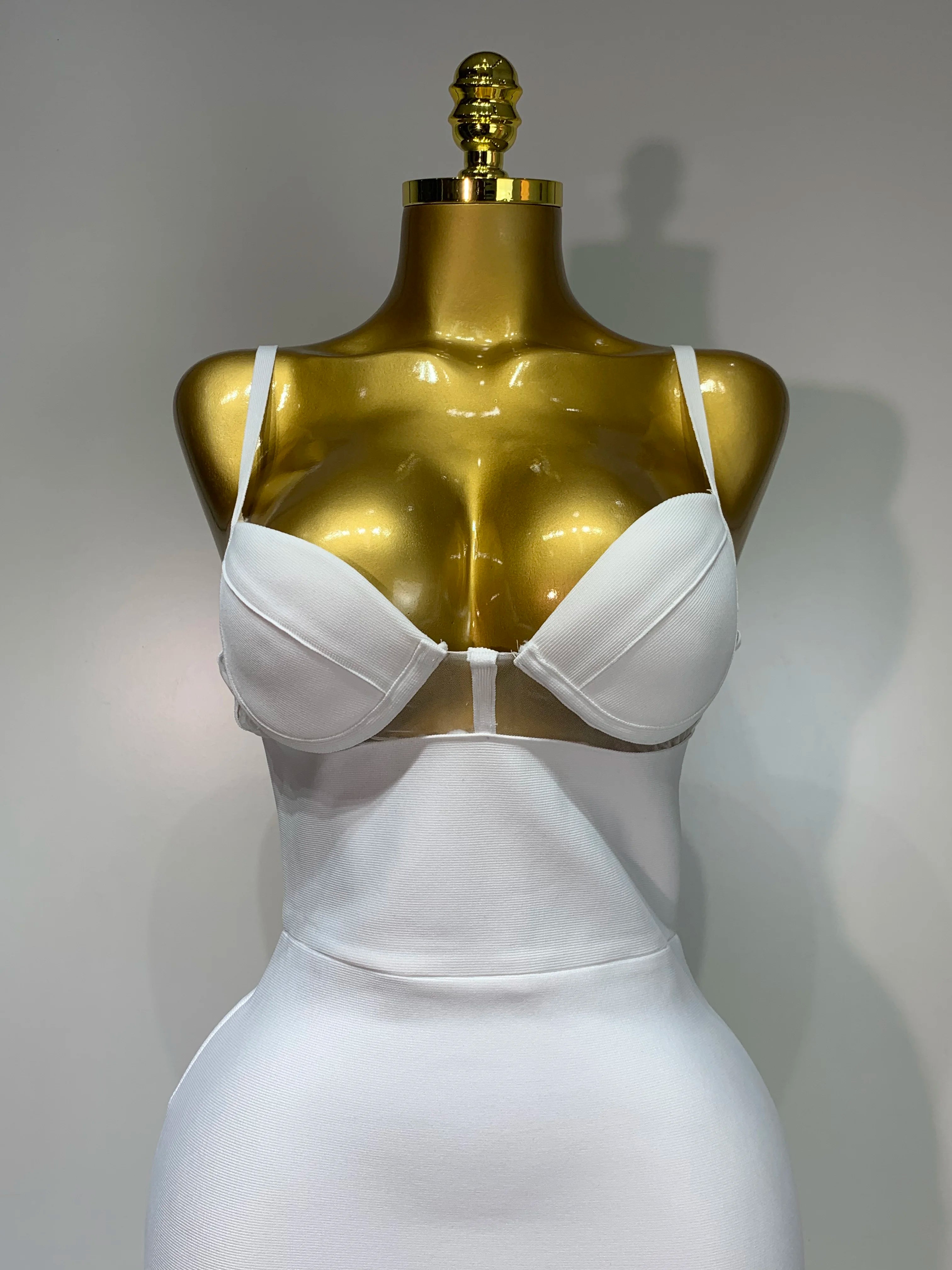 Fashion Sexy V Neck Backless Diamonds Split Women Bodycon Bandage Dress 2025 White Elegant Evening Club Party Birthday Dresses