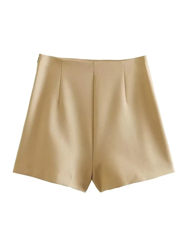 TRAF 2023 summer women's skirt shorts fashion retro high waist zipper side Y2K skirt women's fashion straight skirt shorts