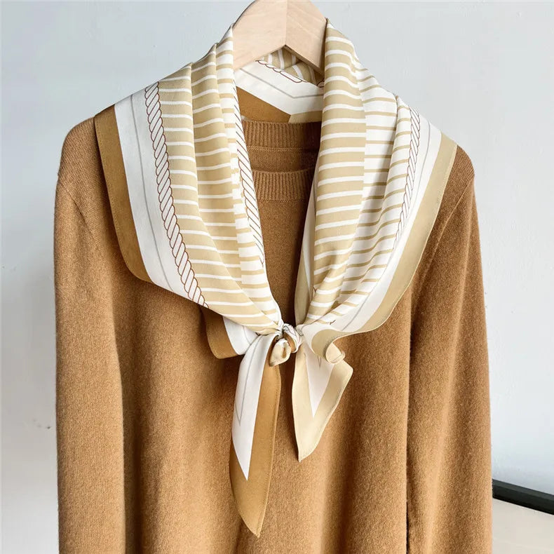 135cm Twill Silk Scarf Women Bandana Scarf Design Kerchief Scarves For Ladies Fashion Shawl Echarpe